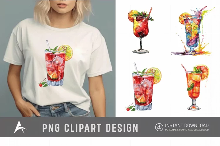 Watercolor Cocktail Clipart