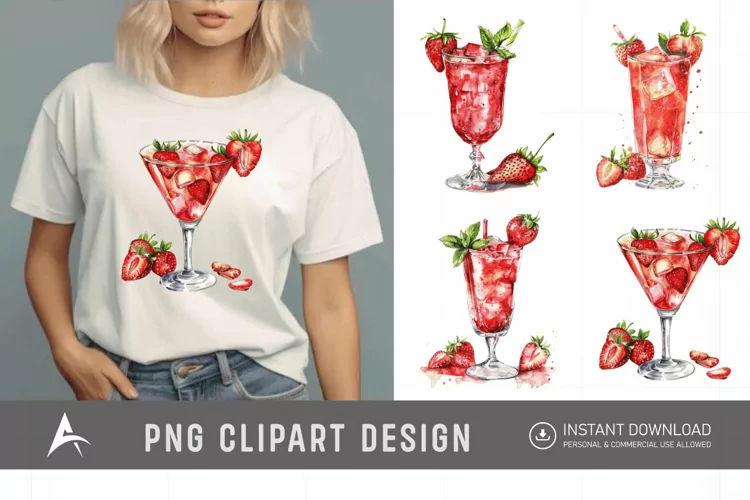 Watercolor Cocktail Clipart