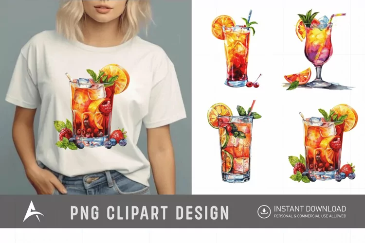 Watercolor Cocktail Clipart