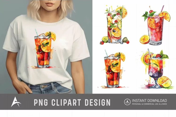 Watercolor Cocktail Clipart