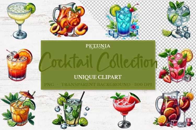 Drink Cocktail PNG | Watercolor Clipart