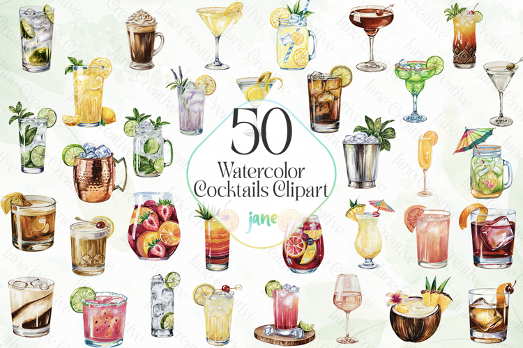 Watercolor Cocktail Clipart Image 20