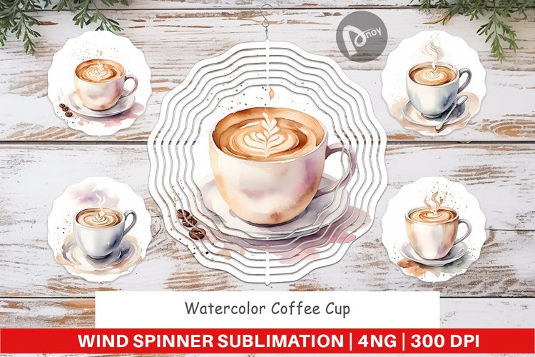 Wind Spinner Watercolor Coffee Cup example image 1