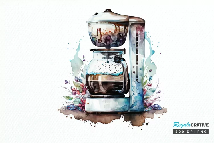 Watercolor Coffee Maker PNG Clipart