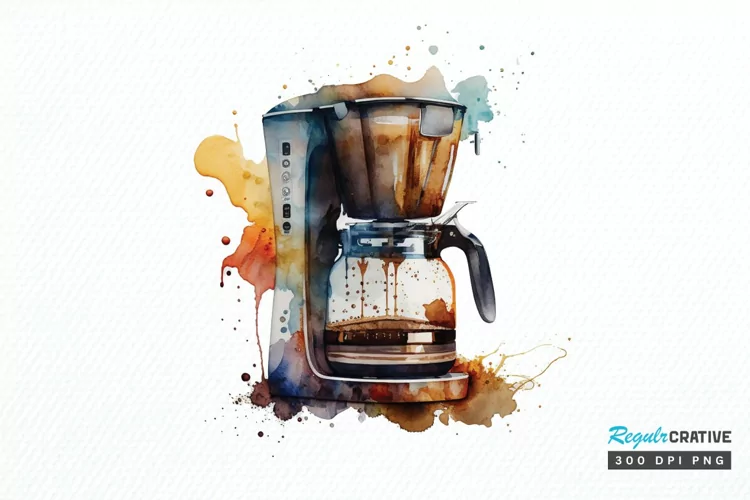 Watercolor Coffee Maker PNG Clipart
