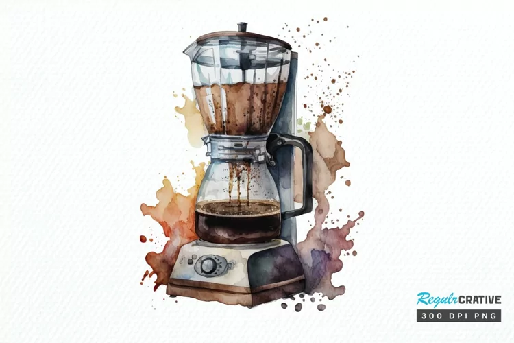 Watercolor Coffee Maker PNG Clipart