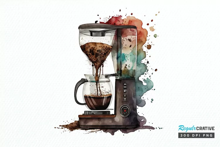 Watercolor Coffee Maker PNG Clipart