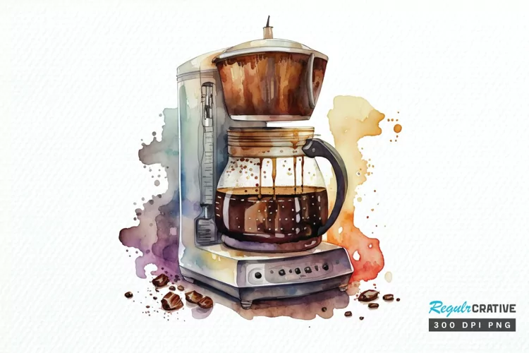 Watercolor Coffee Maker PNG Clipart
