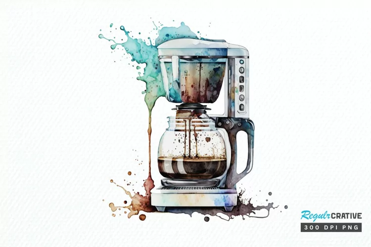 Watercolor Coffee Maker PNG Clipart