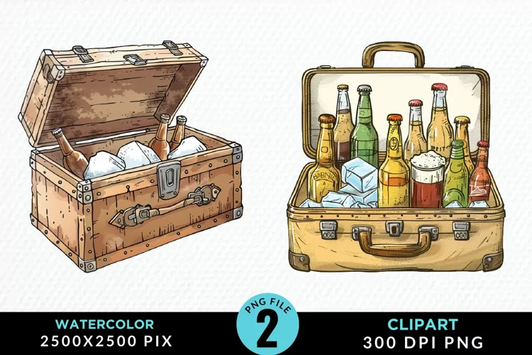 Watercolor Cold Beer Image Clipart