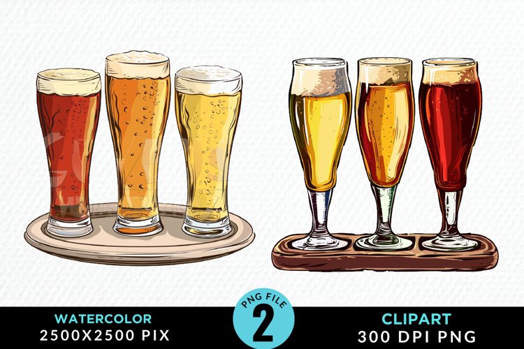 Watercolor Cold Beer Fun Clipart