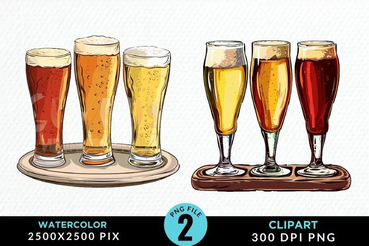 Watercolor Cold Beer Fun Clipart