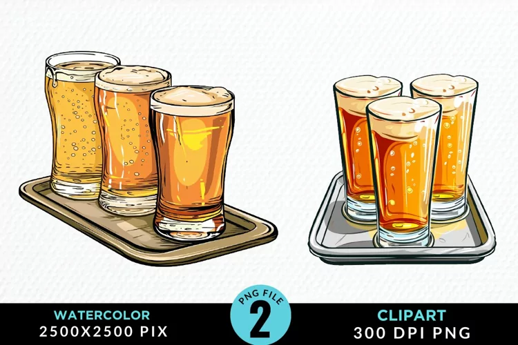 Watercolor Cold Beer Fun Clipart