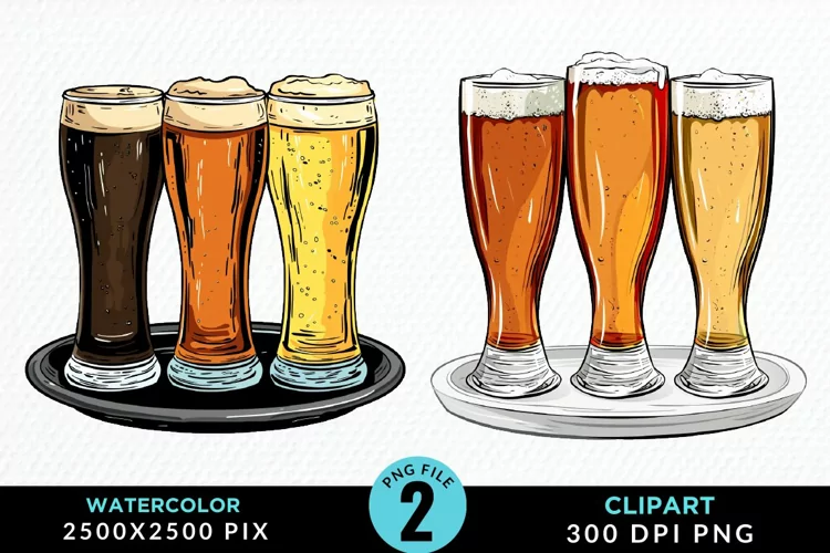 Watercolor Cold Beer Fun Clipart