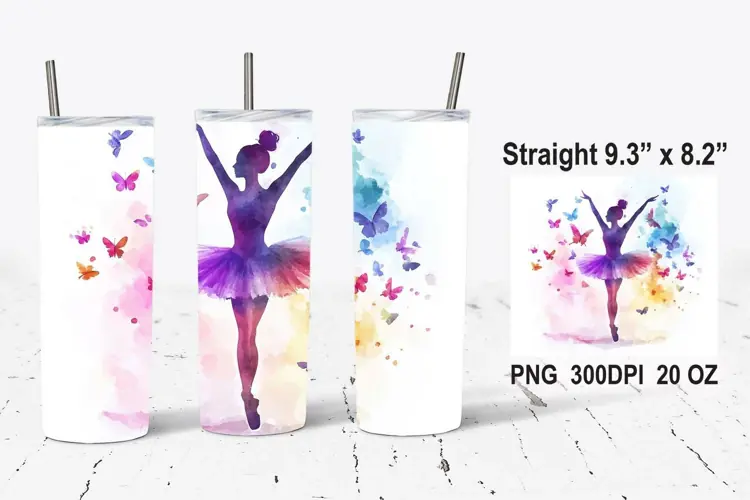 Watercolor Ballerina Dancer Tumbler Wrap