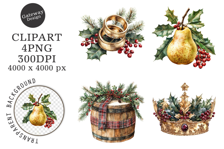 Watercolor Colorful Holiday Clipart