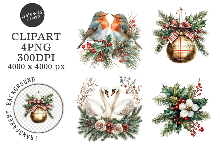 Watercolor Colorful Holiday Clipart