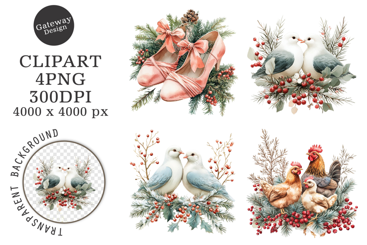 Watercolor Colorful Holiday Clipart