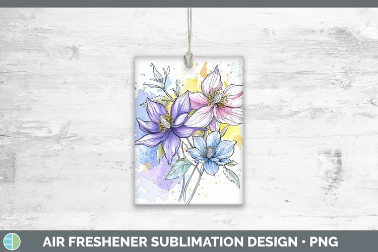 Watercolor Columbine Air Freshener Sublimation Car Freshener