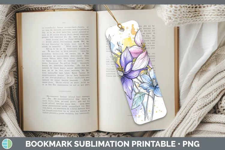 Watercolor Columbine Bookmark Sublimation Printable Designs