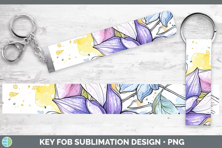 Watercolor Columbine Key Fob Sublimation Wristlet Designs
