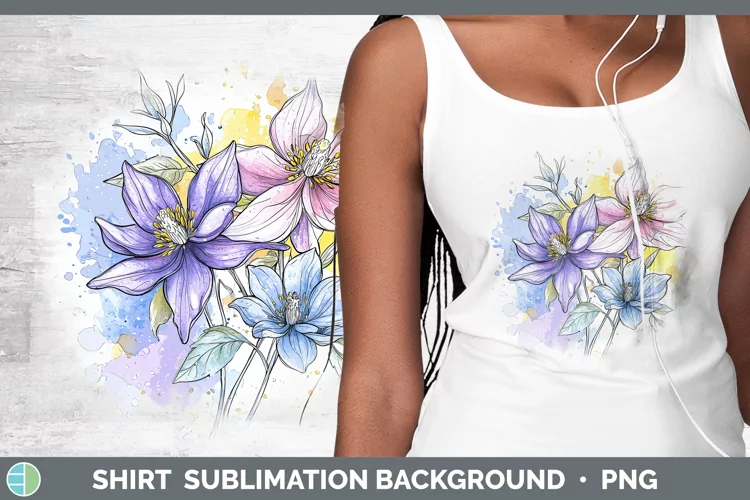Watercolor Columbine Shirt Sublimation Sublimation Backgroun