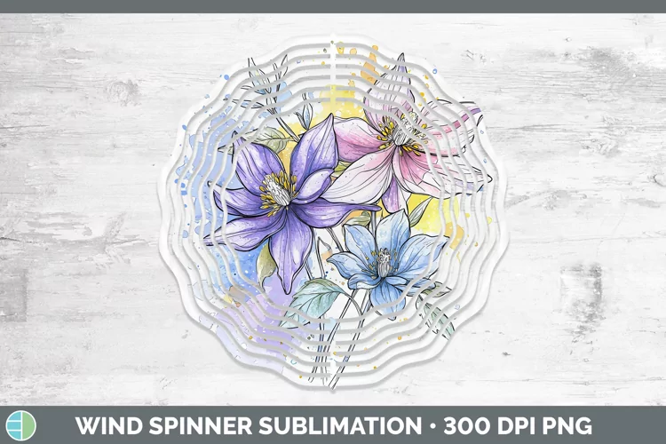 Watercolor Columbine Wind Spinner Sublimation Spinner Design