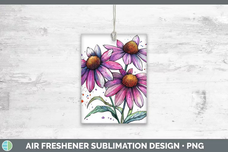 Watercolor Coneflower Air Freshener Sublimation Car Freshene