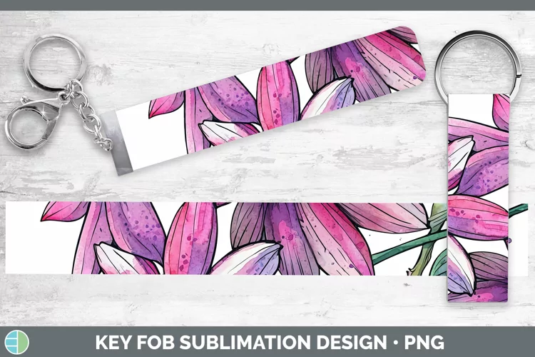 Watercolor Coneflower Key Fob Sublimation Wristlet Designs