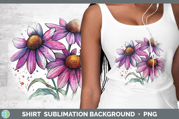 Watercolor Coneflower Shirt Sublimation Sublimation Backgrou