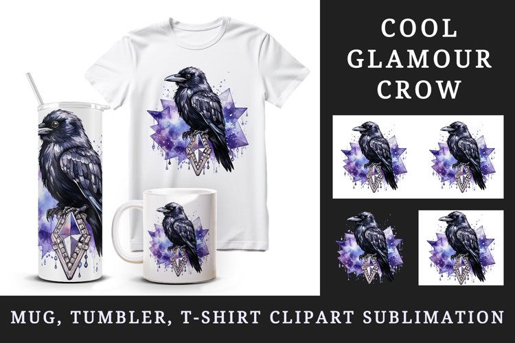 Cute cool crow tumbler, mug wrap, clipart sublimation design