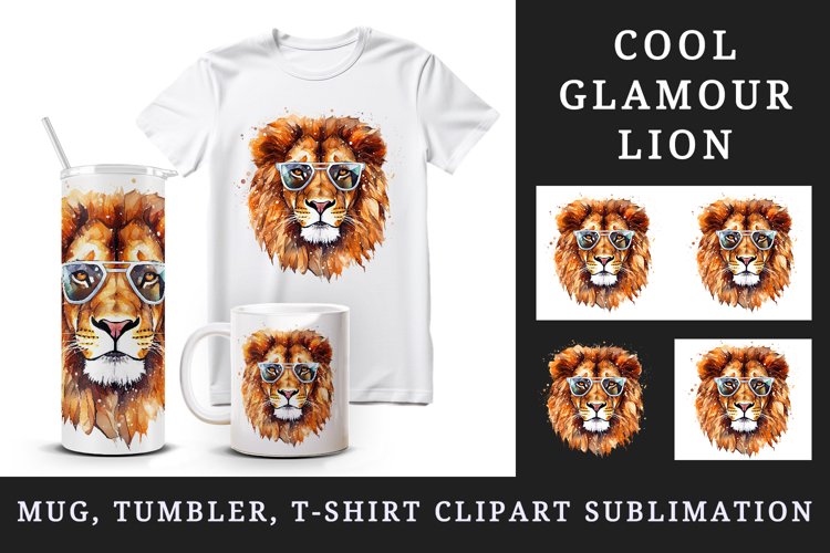 Cute cool lion tumbler, mug wrap, clipart sublimation design