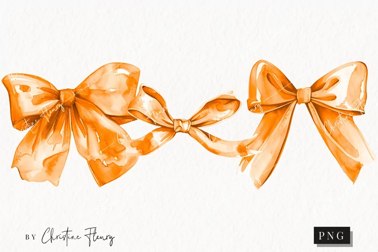 Watercolor Orange Coquette Bow | Fall PNG