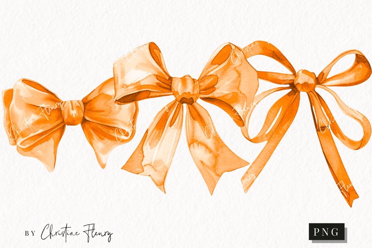 Watercolor Orange Coquette Bow | Fall PNG