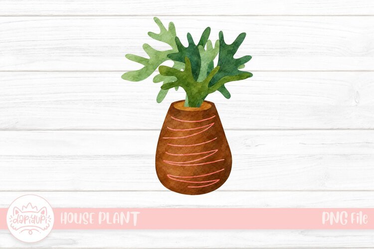 Watercolor Coral-Leaf Potted Plant example image 1