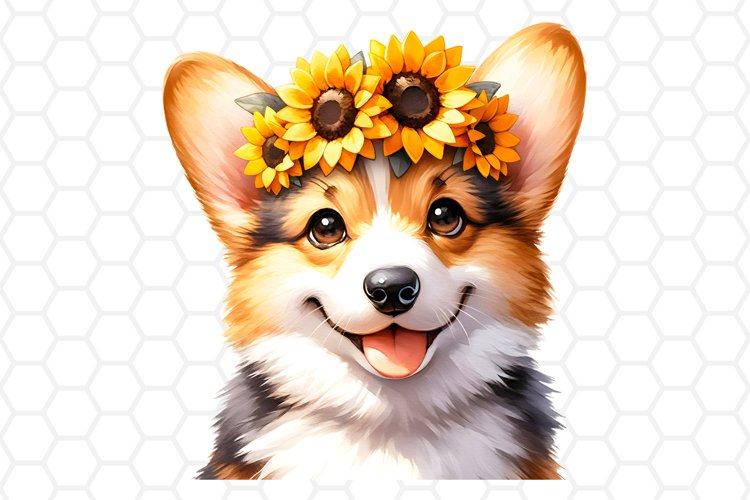 Watercolor Corgi Clipart Sublimation PNG Design