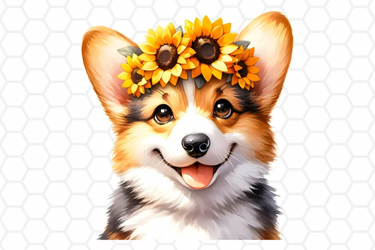 Watercolor Corgi Clipart, Sublimation PNG Design