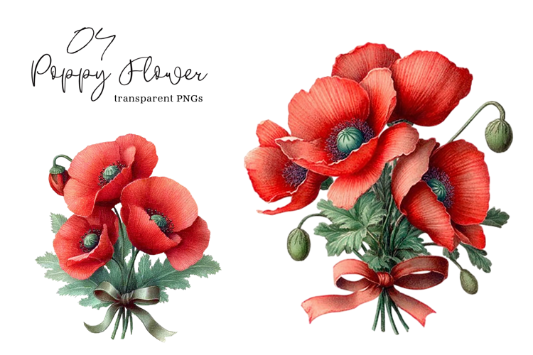 Watercolor Corn Poppy Flower Bloom Clipart