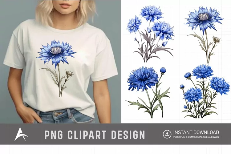 Watercolor Cornflowers Clipart