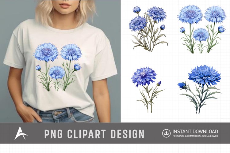 Watercolor Cornflowers Clipart