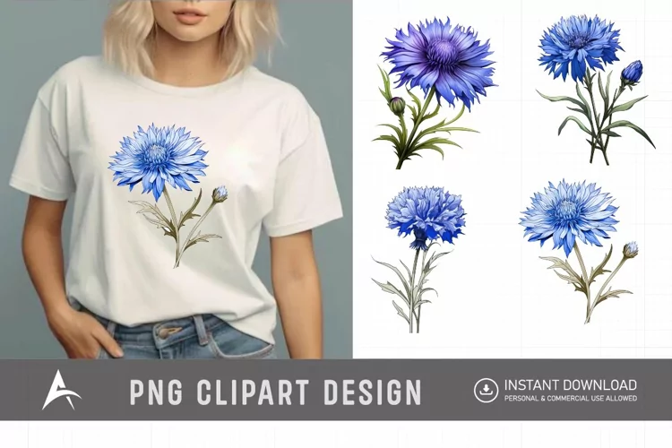 Watercolor Cornflowers Clipart