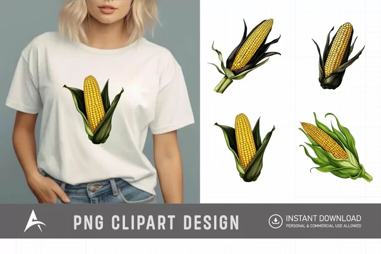 Watercolor Corns Clipart , Vintage Corn Clipart