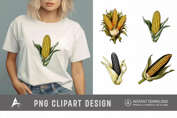 Watercolor Corns Clipart , Vintage Corn Clipart