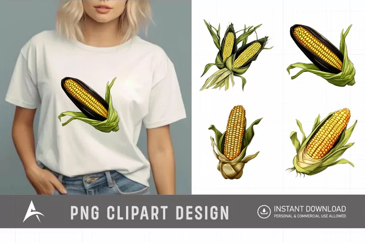Watercolor Corns Clipart , Vintage Corn Clipart