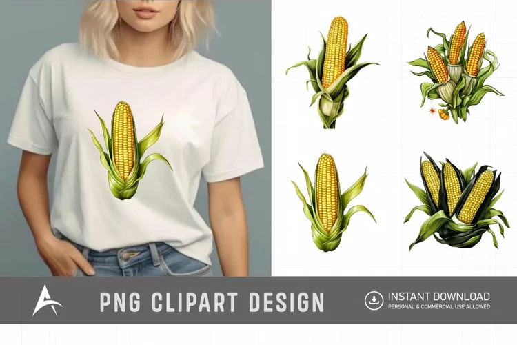 Watercolor Corns Clipart , Vintage Corn Clipart
