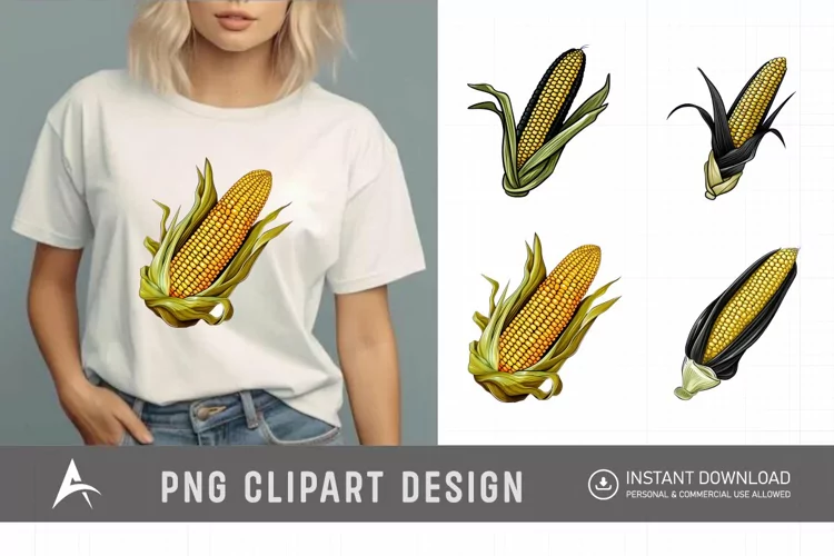 Watercolor Corns Clipart , Vintage Corn Clipart