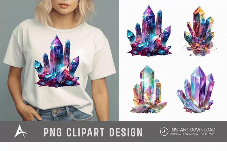 Watercolor Cosmic Crystals Clipart