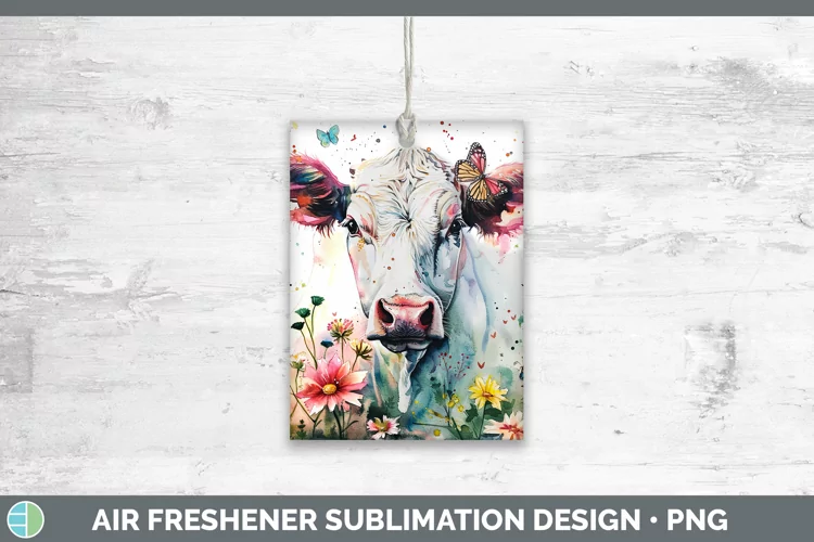 Watercolor Cow Air Freshener Sublimation Car Freshener Desig