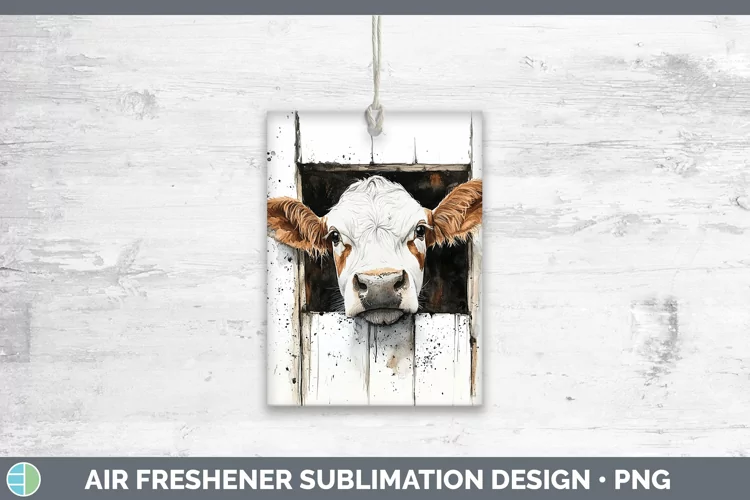 Watercolor Cow Air Freshener Sublimation Car Freshener Desig