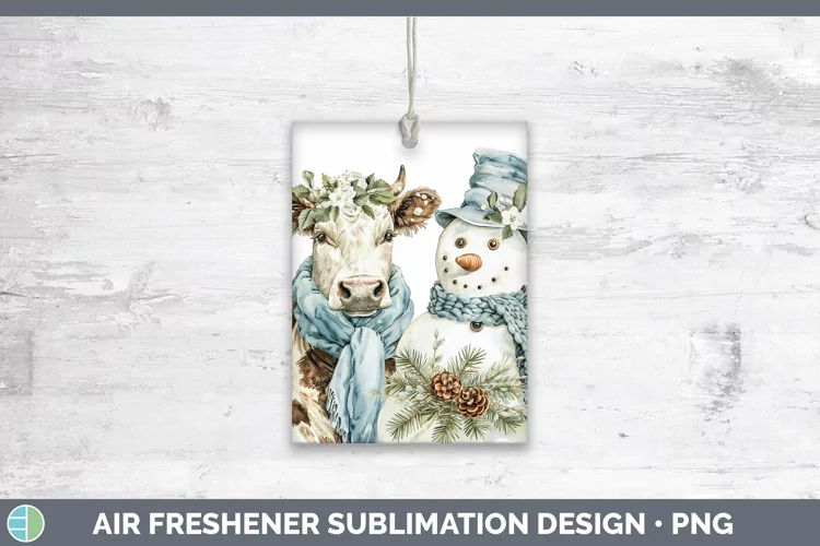 Christmas Snowman Cow Air Freshener Sublimation Car Designs